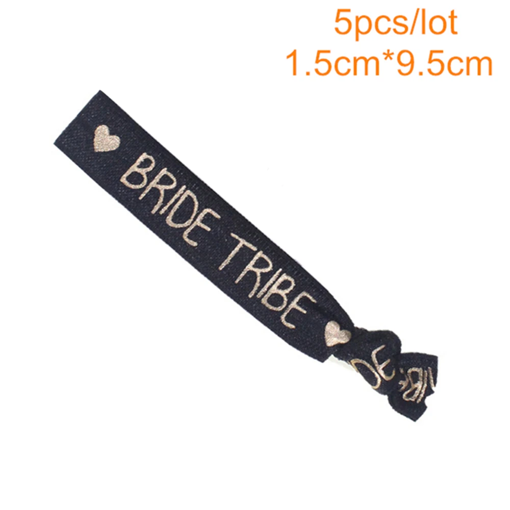 Bride tribe Black 5 шт девичник вечерние браслеты Команда Невеста To Be Tribe повязка на голову веревка аксессуары для волос Девичья ночь Свадебный декор принадлежности, Q - Цвет: Bride tribe Black