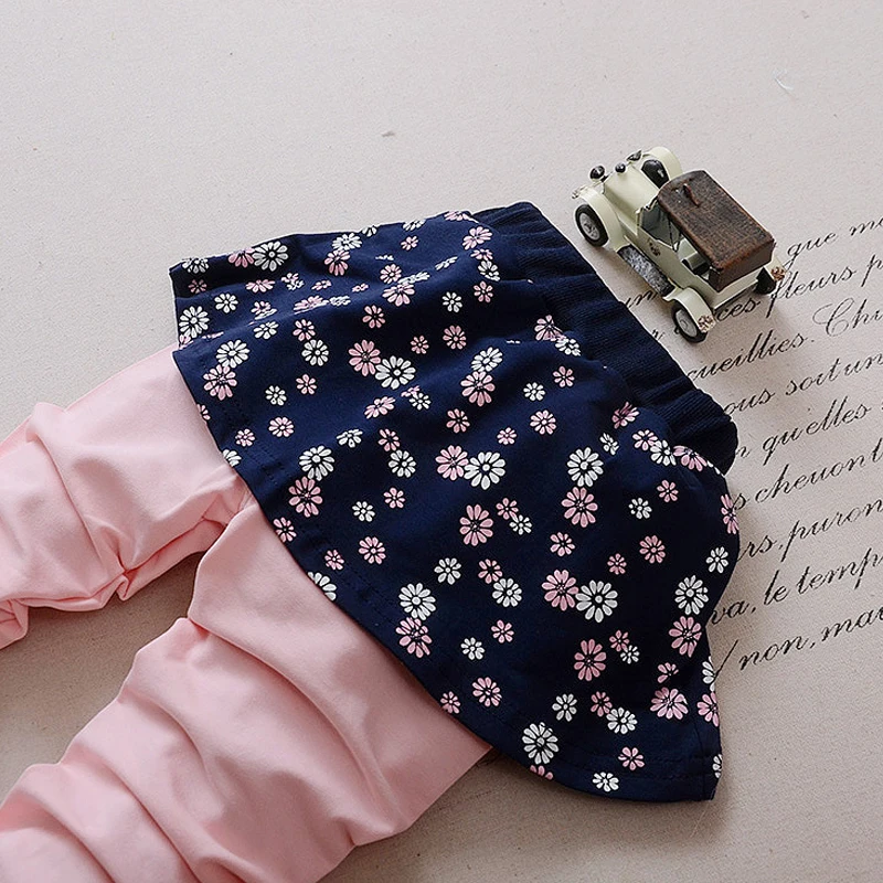 HH/комплект с длинными рукавами для девочек детская одежда цветочным принтом