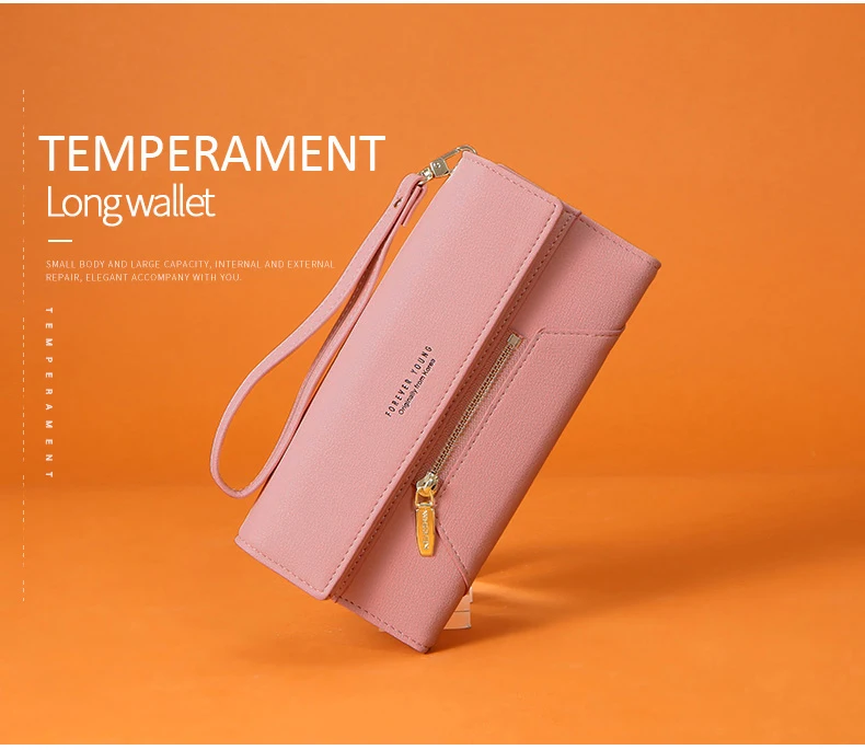Forever Young Wristlet Clutch Wallet Women Many Departments Female Wallet Zipper Designer Ladies Purse Handbag Cell Phone Pocket