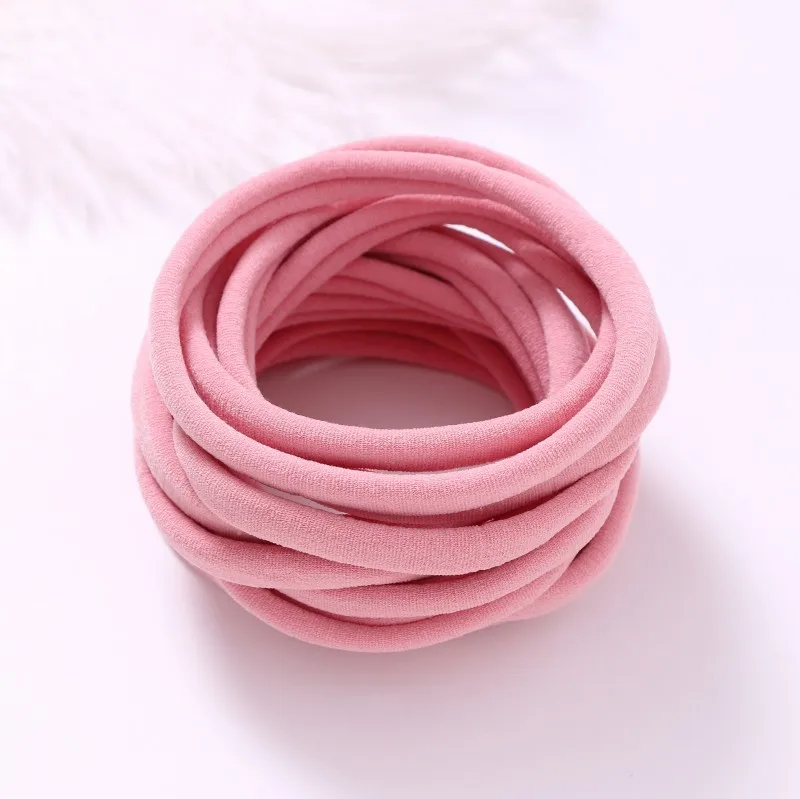 Dusty pink 10 шт./партия, Новые однотонные нейлоновые эластичные повязки на голову, мягкие эластичные нейлоновые повязки на голову, один размер подходит для большинства - Цвет: Dusty pink