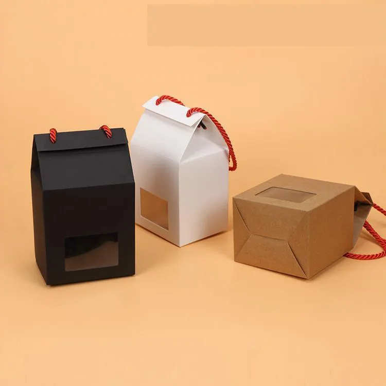 

Коробка для сладостей с окошками, 100 шт., для детского дня рождения, для подарочных коробок на свадебную вечеринку крафт-бумага, упаковочный пакет, печенье, еда, однотонная
