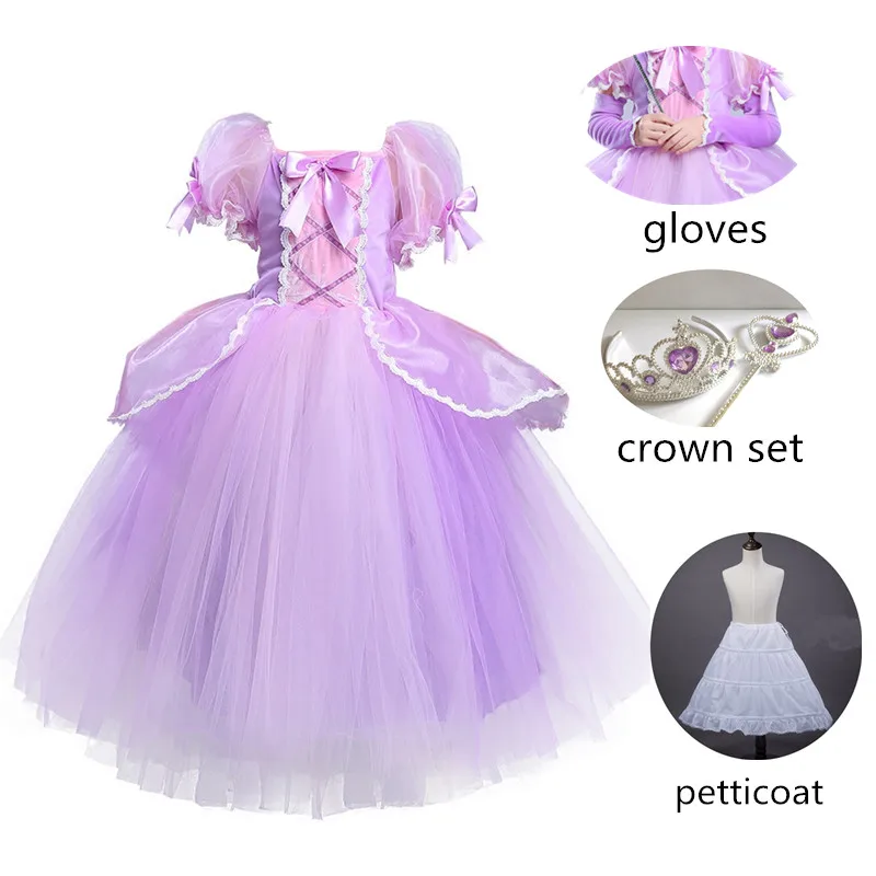 2018 Girl Princess Dress Purple Rapunzel Cosplay Costume Birthday Party Clothes Children Long Gown Halloween Xmas Gift | Детская одежда