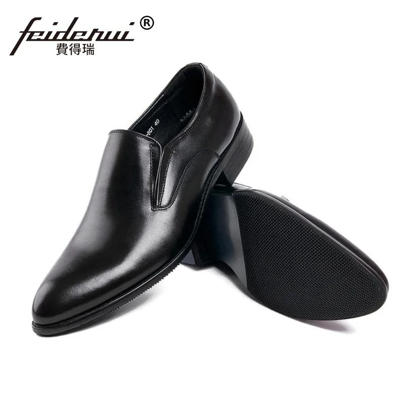 Pointed Toe Slip on Man Casual Shoes Genuine Leather Male Bridal Office Loafers Luxury Brand Designer Men's Wedding Flats DK88 | Обувь