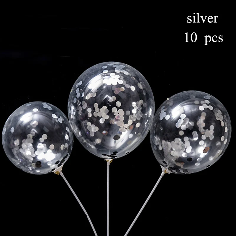 silver 10pcs 12 ''10 шт. воздушный шар" Конфетти "латексные золотистые Воздушные шары Декорации на свадьбу, вечеринку воздушные шары на день рождения детей гелия прозрачные воздушные шары - Цвет: silver 10pcs