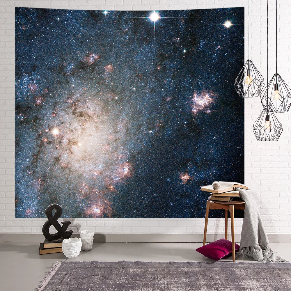 Белый Galaxy Psychedelic Star Tapestry Wall Hanging Lightweight Polyester Fabric Forest wall hanging Decoration Home - Цвет: Белый