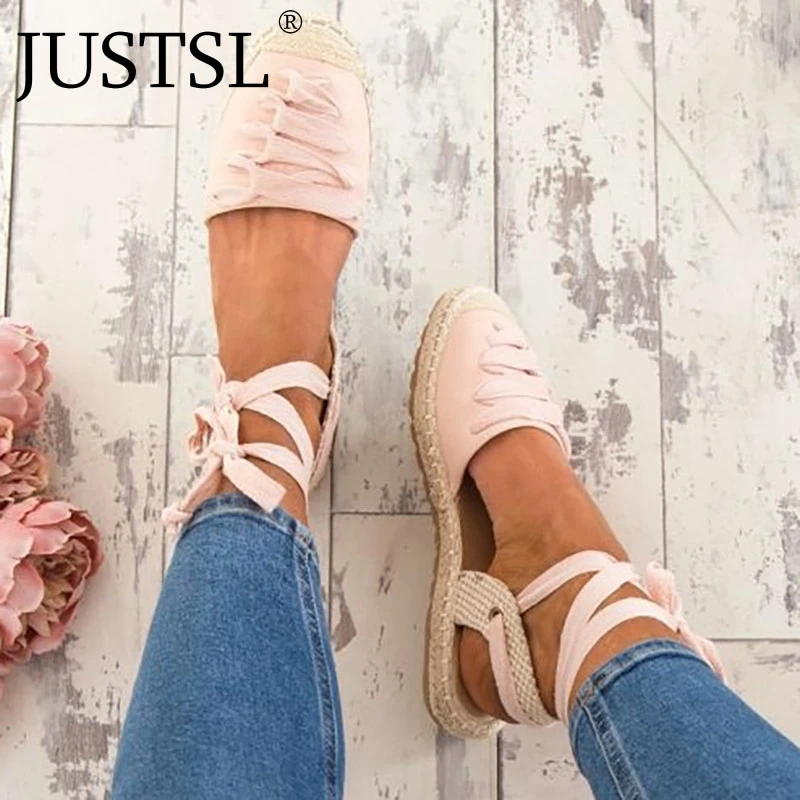 Женские сандалии с ремешком JUSTSL на плоской толстой подошве дышащие размера плюс
