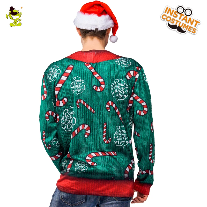 

Christmas T-shirt 3D Printed Long Sleeve Christmas Party Tops Carnival Role Play Santa T-shirts Costumes for Adult Men