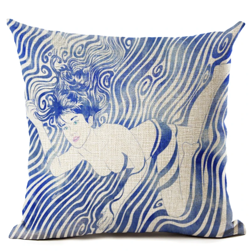 Лидер продаж 2017 домашняя декоративная подушка для дивана с синими волнами чехол