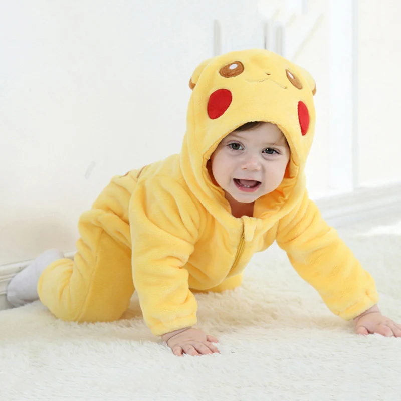 Baby Pokemon Kigurumi Pajamas Clothing Newborn Infant Romper Onesie Animal Anime Costume Outfit Hooded Winter Jumpsuit