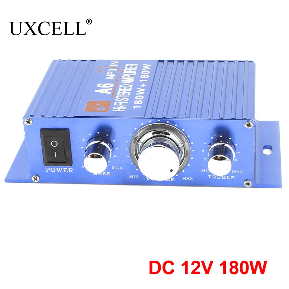 UXCELL DC 12 В 180 Вт автомобильный синий Алюминиевый мини Hifi стерео аудио усилитель
