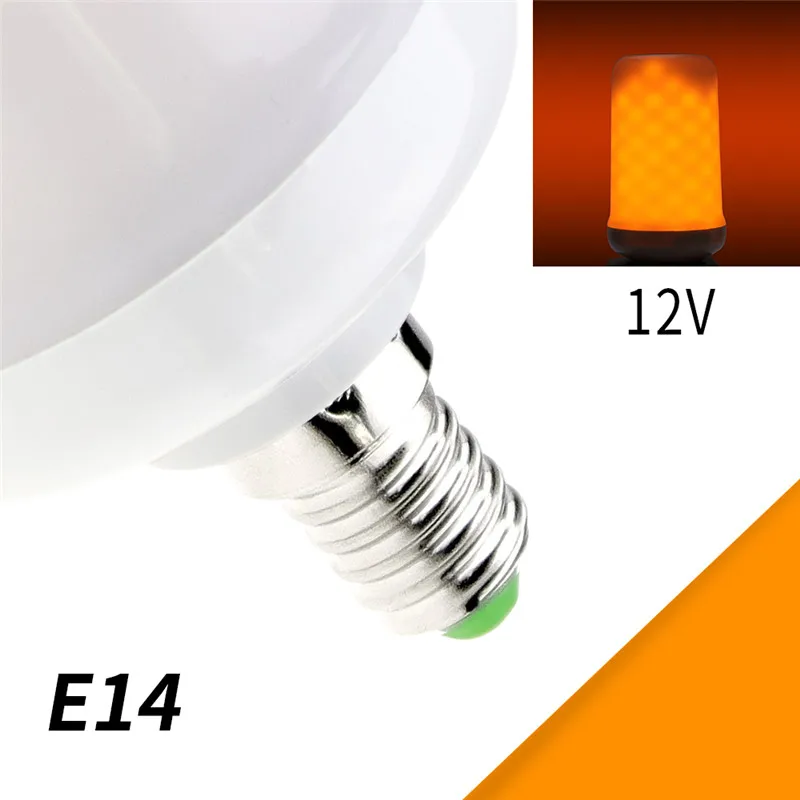 E14 2 шт./лот E26 светодиодные лампочки динамический пламя эффект E27 лампы светодиодные свечи 12 V E14 Светодиодная лампа пламени мерцающего сжигание украшения сада - Испускаемый цвет: E14