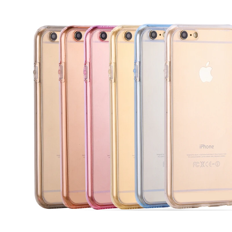 Coque ультратонких ясно ТПУ Гибкая мягкая двойной чехол для Apple iPhone 6/6 S плюс 5 5S 5E 360