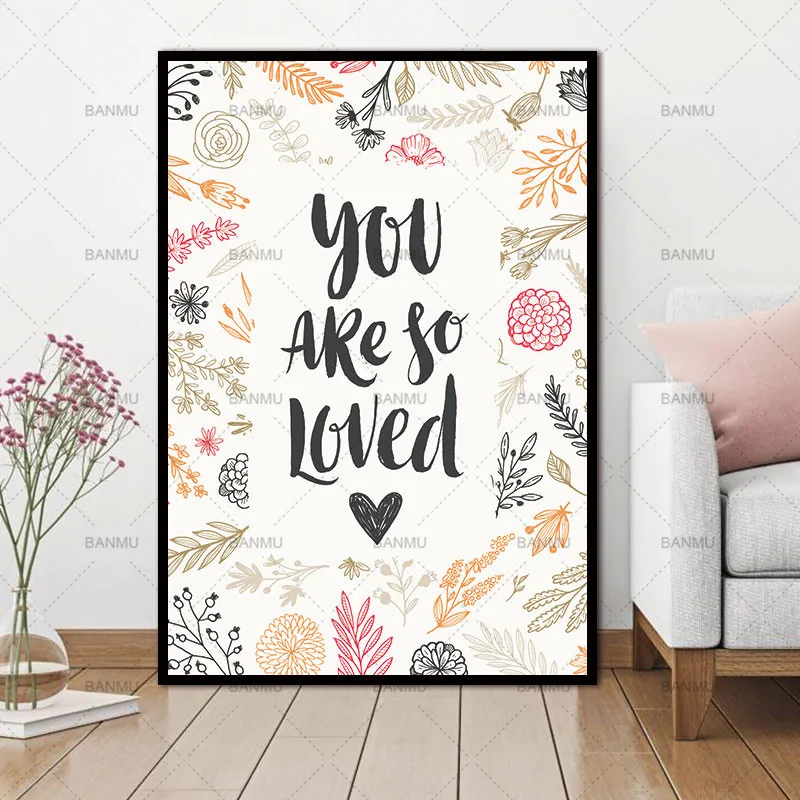 Настенные картины с надписью You are so Love в скандинавском стиле художественные для
