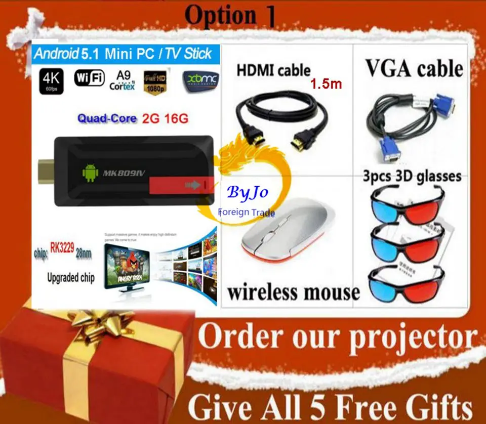 ViEYiNG LED projector HD with WIFI Mini PC Support 1920x1080 Home theater projector Android Proyector Pk led96 wifi M5 projetor