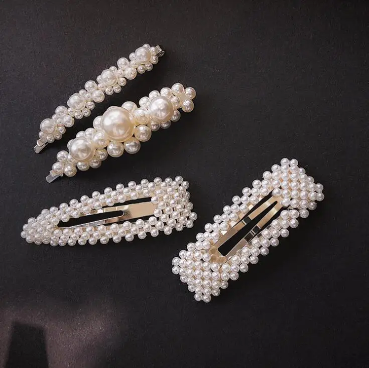Заколка для волос женская с искусственным жемчугом элегантный акриловый зажим в
