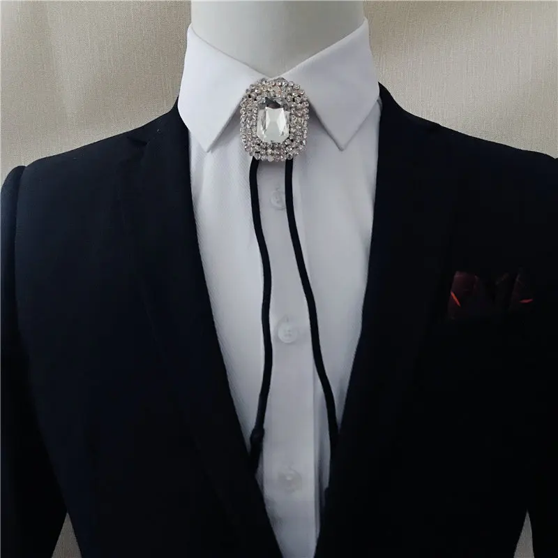 Rhinestone Bolo Tie Элегантный британский Западный Американский ковбой для мужчин и женщин ожерелье Боло галстук аксессуары Винтаж Сплав Блеск Кристалл Стразы галстук - Цвет: Rhinestone Bolo Tie
