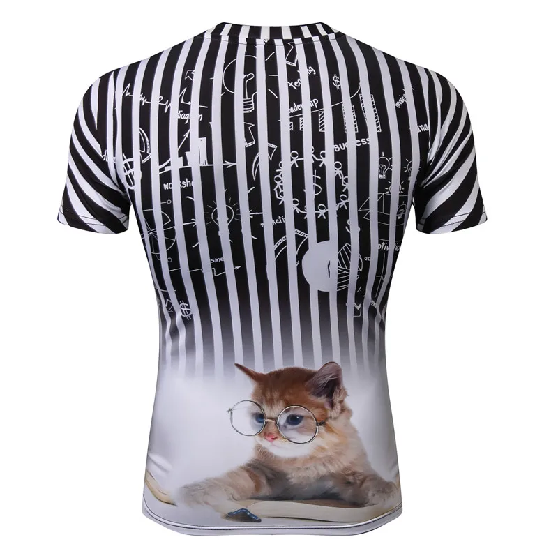 Мужская и женская футболка в полоску с 3D короткими рукавами Dr. cat изображением