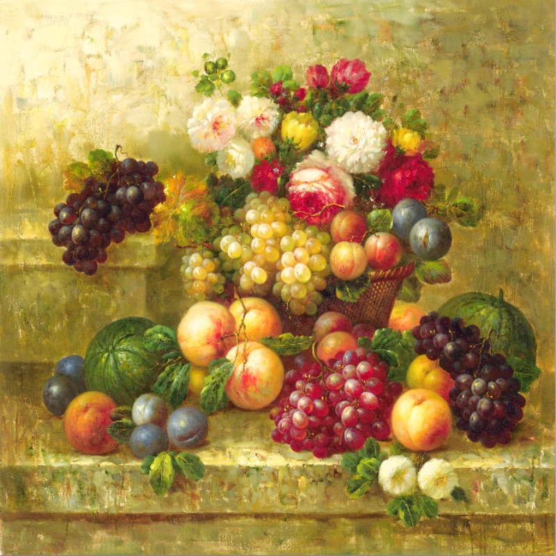 Картина Натюрморт с богатыми фруктами HD печать без рамки холст живопись маслом