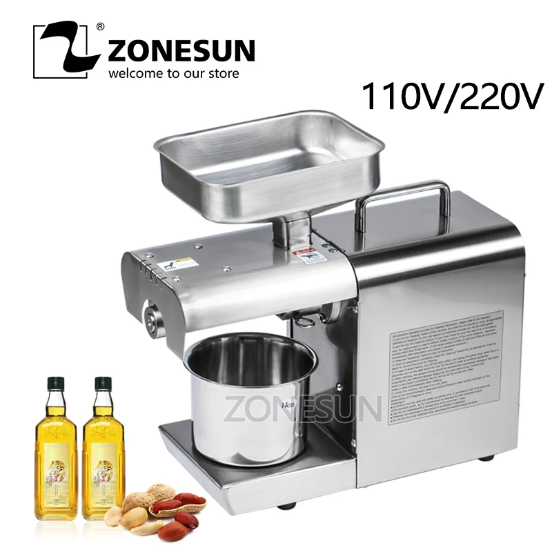 

ZONESUN Stainless Steel 110V Or 220V For Choose Olive Oil Press Machine Commercial Grade Oil Extraction Expeller Presser
