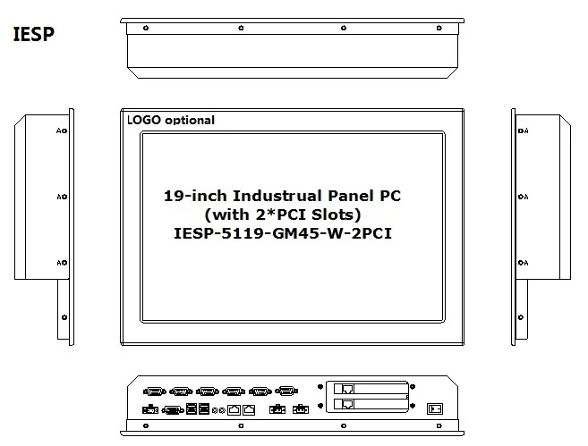 Промышленный широкоэкранный ПК 19 дюймов с 2 слотами расширения PCI процессор Core Duo 4