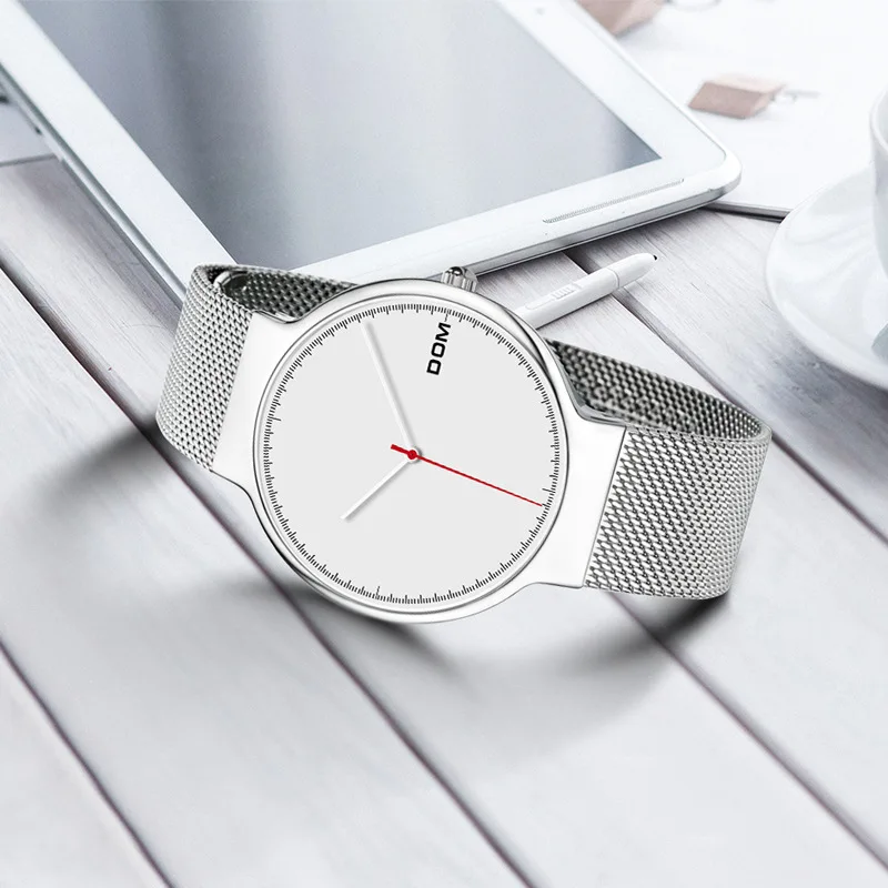 DOM роскошные часы Для женщин ультра тонкий Сталь сетки Reloj Mujer Водонепроницаемый