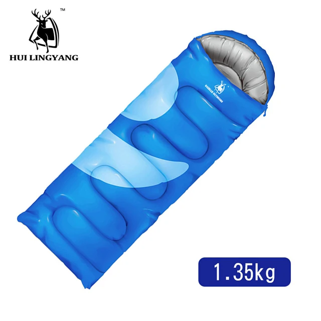 1.35kg Blue Открытый Одноместный спальный мешок для взрослых конверт полый хлопок портативный спальный мешок для кемпинга Пешие прогулки - Цвет: 1.35kg Blue