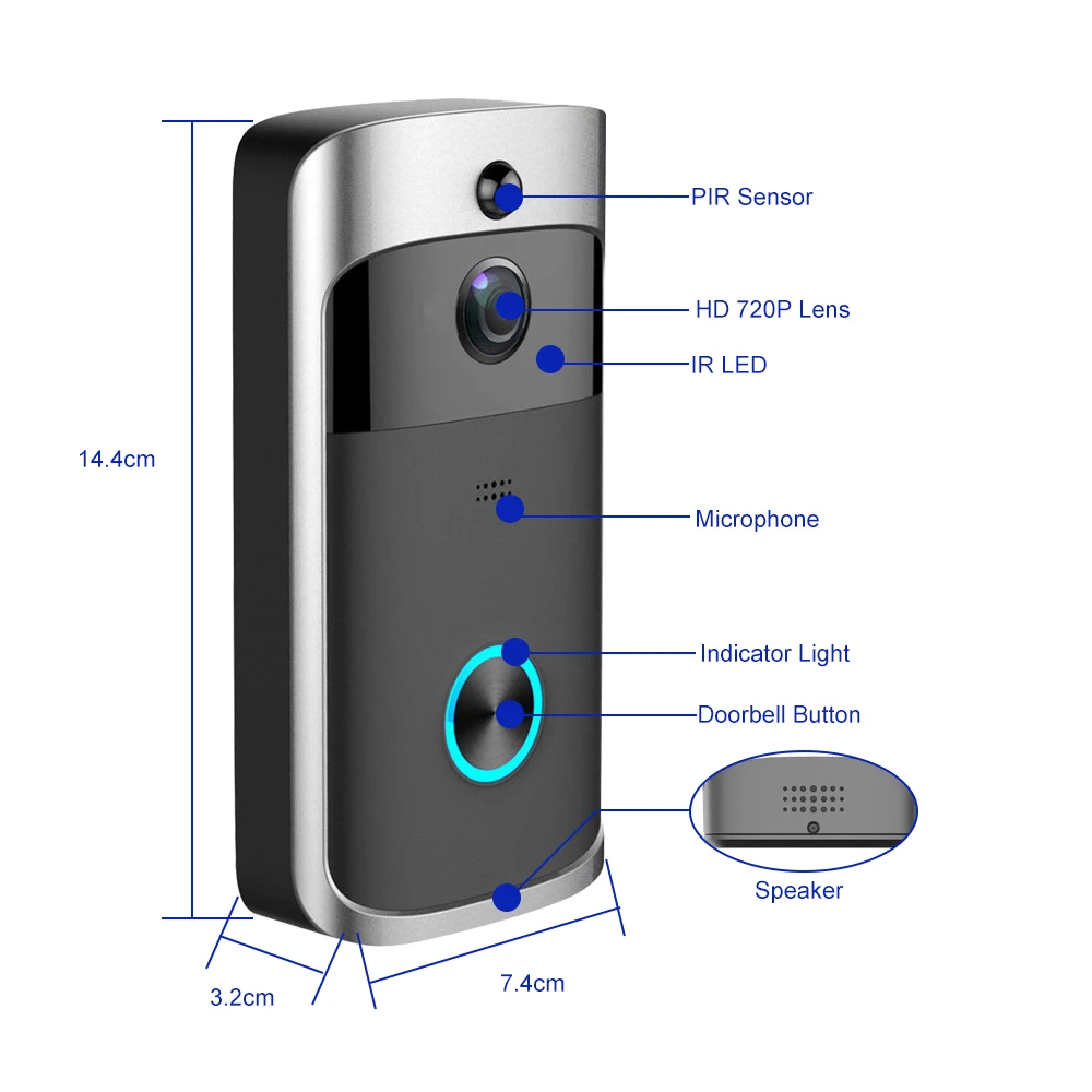 Умный беспроводной дверной звонок с Wi Fi 720P видеодомофон запись видео ночное