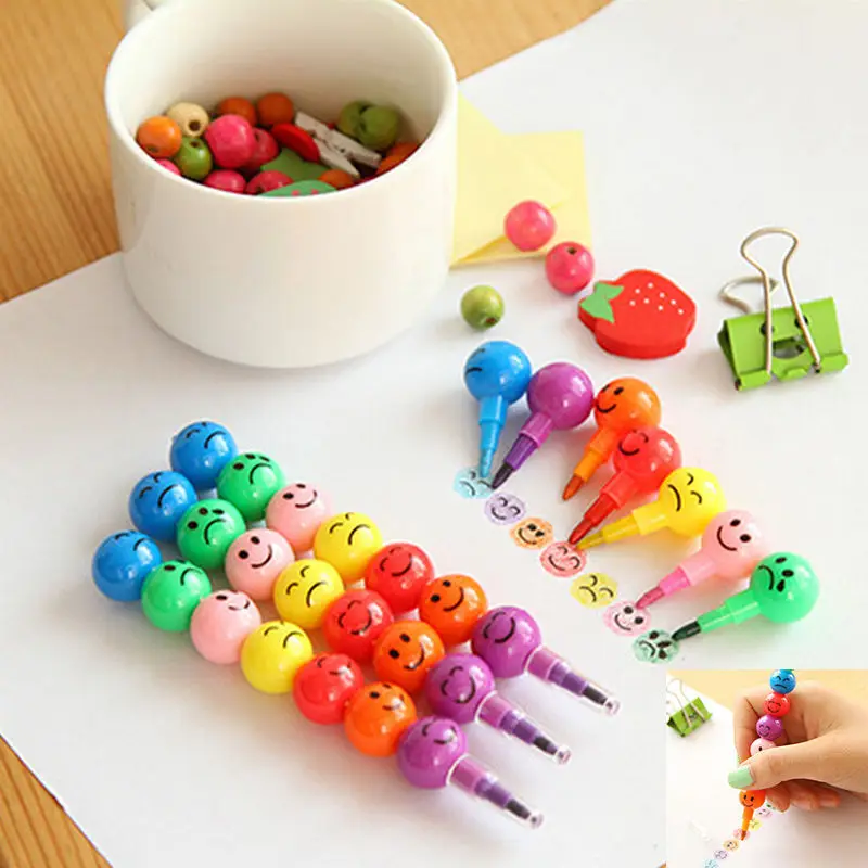 

7 Colors Creative Sugar-Coated Haws Crayons Cartoon Graffiti Pen For Kids School Office Supplies Stationery Gifts