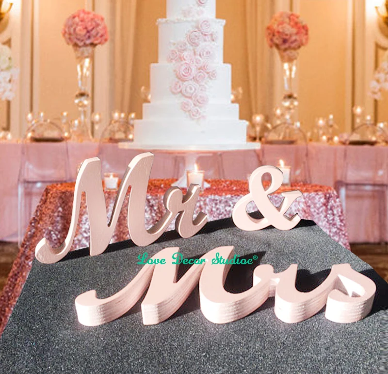 

Pink Mr & Mrs unique wedding set - wedding sign for the top table sign Photo Prop Wedding decoration unique