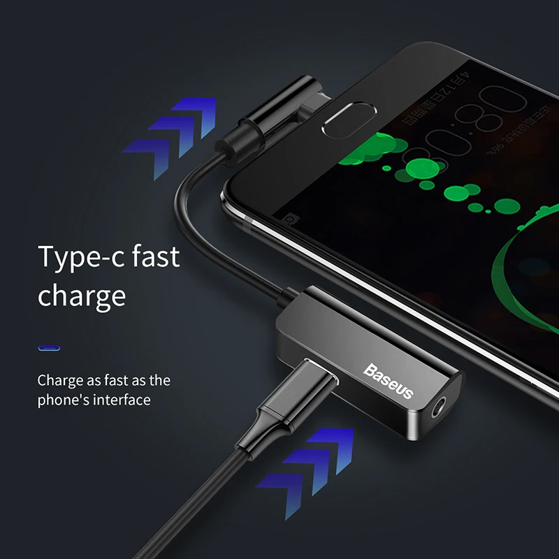 Аудиокабель Baseus Type C адаптер Type-C на 3 5 мм разъем аудио сплиттер USB для наушников