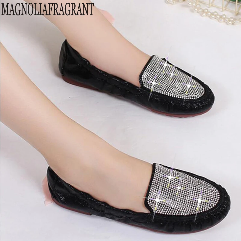 Женские туфли со стразами повседневные на плоской подошве в Корейском стиле