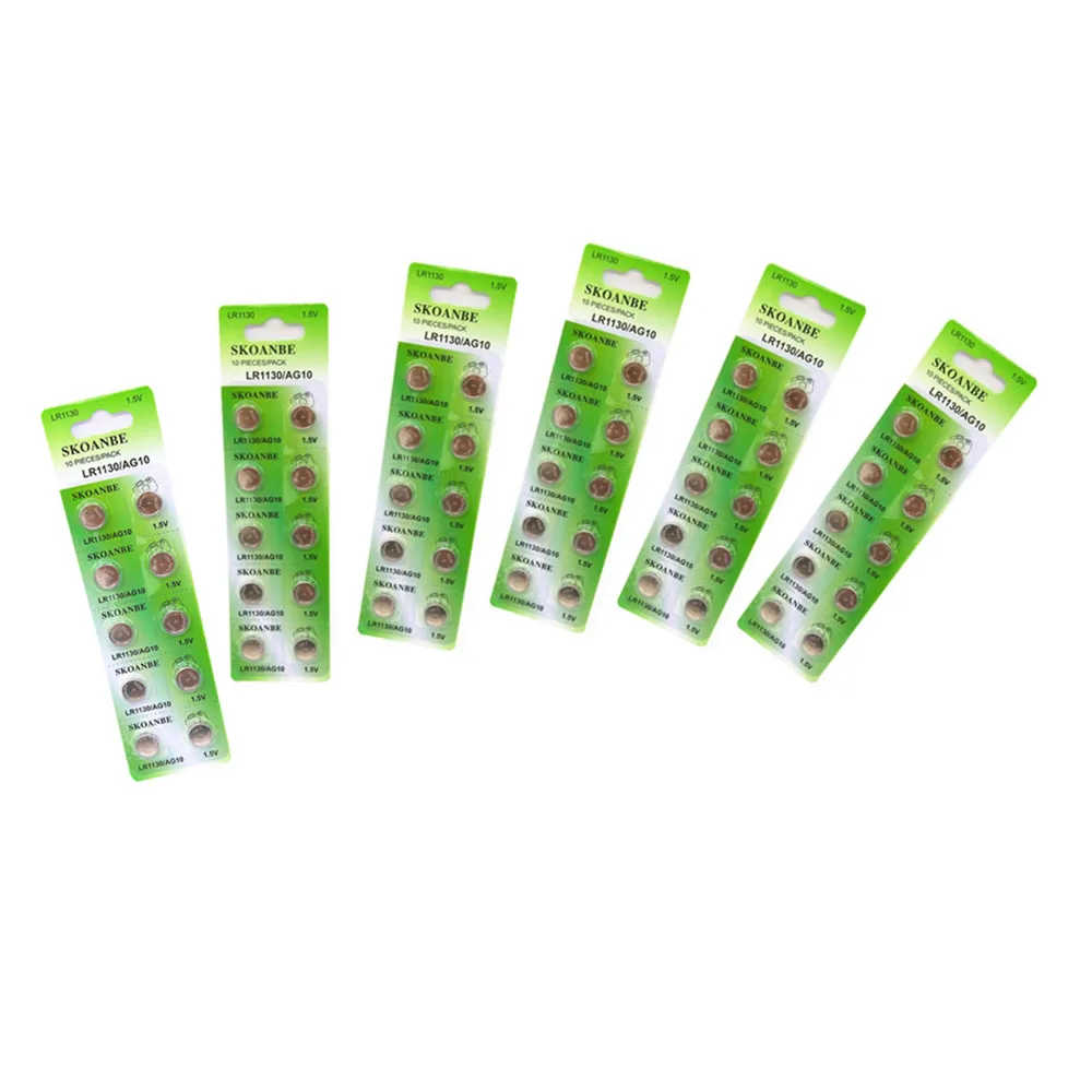 TBUOTZO зеленые новые батареи для часов 10 шт. 1,55 в L1131 AG10 LR54 LR1130 389 189 щелочные батареи кнопка ячейка монета