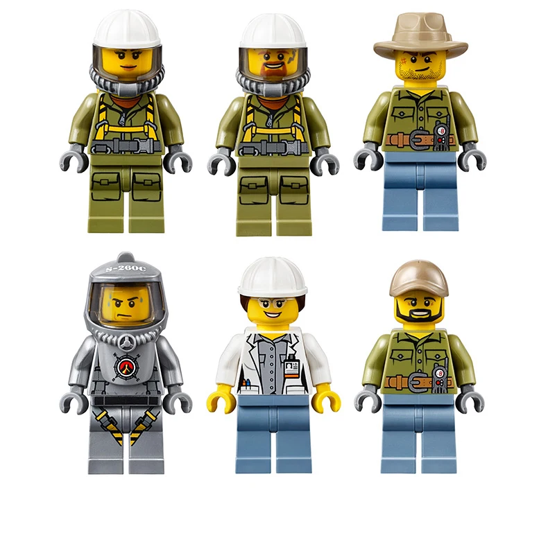 2018 New City Volcanic Exploration Base Building Block Mini Explorer Scientist Figures Lepine Brick 60124 Toys for Children Gift | Игрушки и