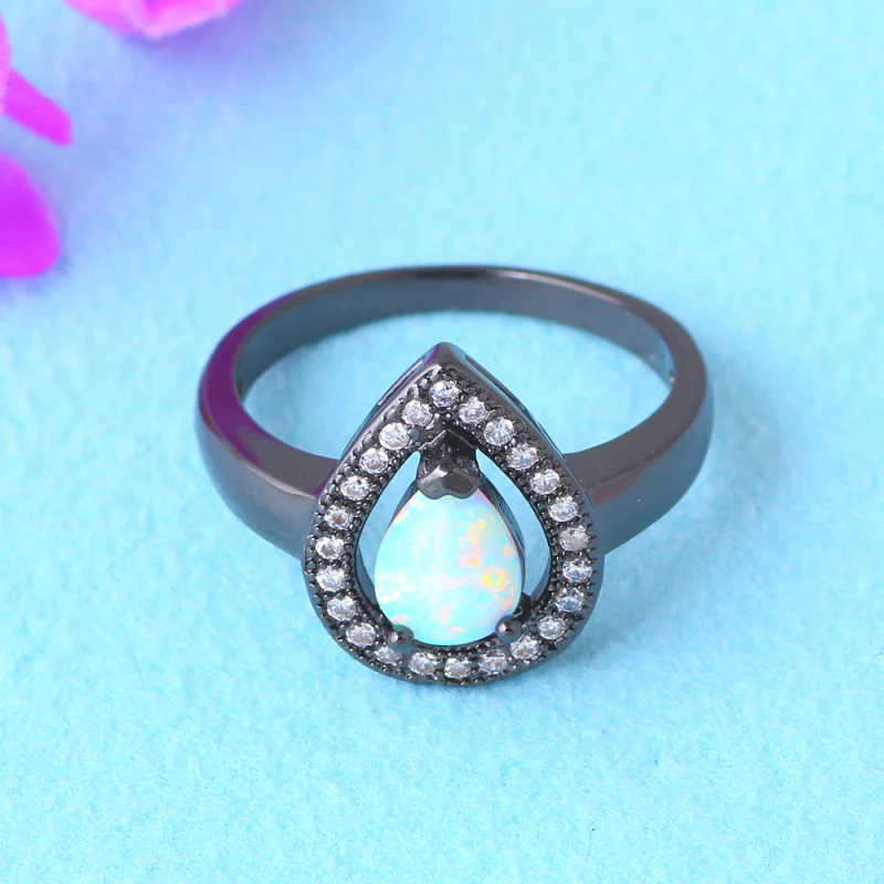 Серебристые штампованные кольца с белым огненным опалом для женщин лидер продаж