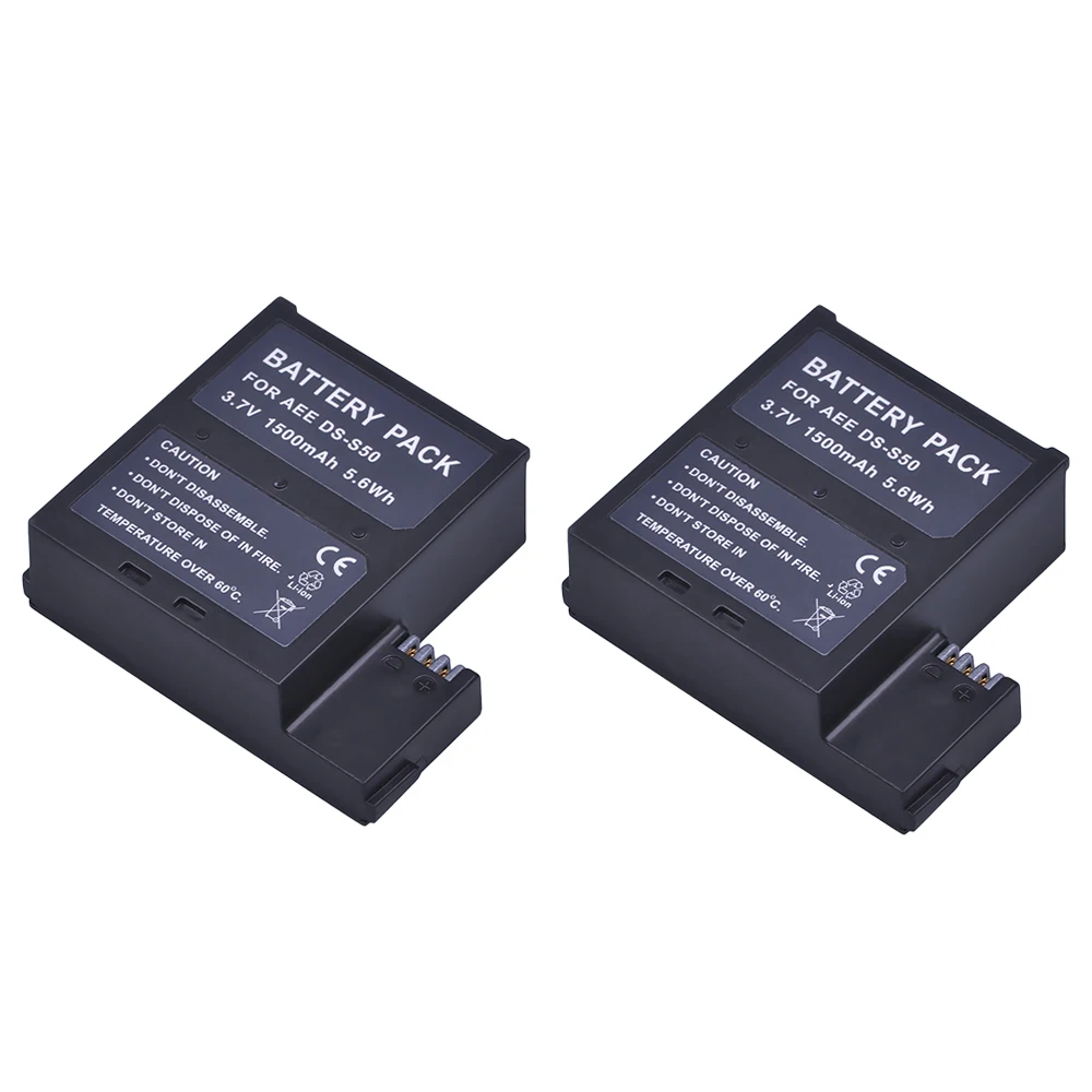 Новый запасной аккумулятор PowerTrust 2x1500 мАч для фотоаппарата AEE D33 S50 S51 S60 S71