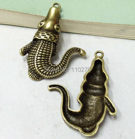 8 шт. античная бронзовая большой крокодил шарм подвески 33 x 42 мм F403 2|pendant heart|pendant