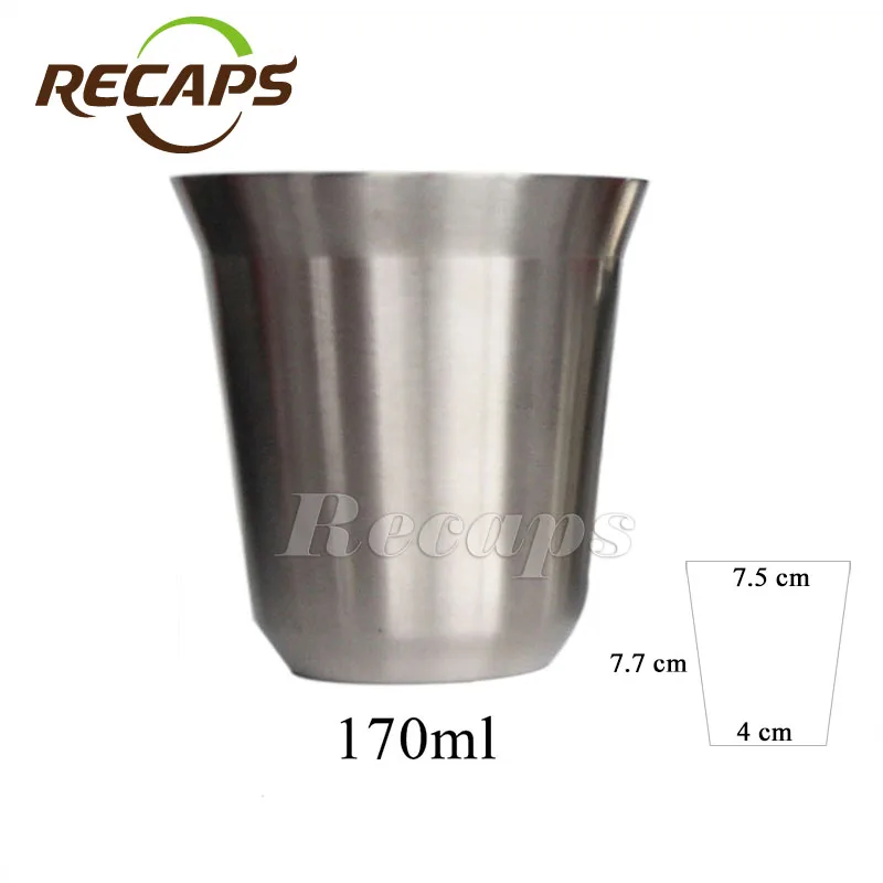 1 cups 170 ML Nespresso чашки Pixie эспрессо из нержавеющей стали кофе Nescafe с двойными стенками термокапсулы кофейная чашка кофейная кружка - Цвет: 1 cups 170 ML