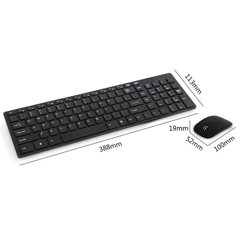 Игровая клавиатура мышь комбо беспроводная 2 4G Ультра тонкая Бесшумная