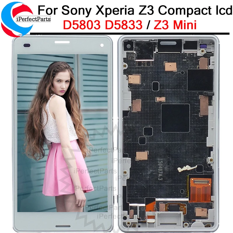 Для Sony Xperia Z3 компактный ЖК сенсорный экран дисплей D5803 D5833 дигитайзер + рамка для z3