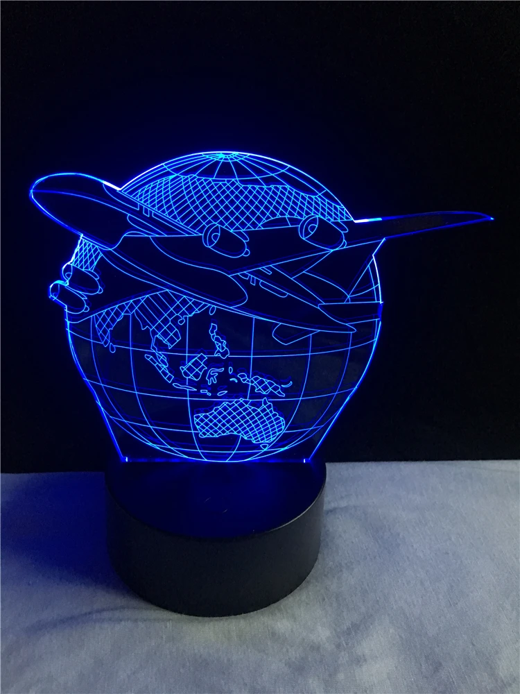 3D Детский подарок на день светодиодная детская лампа земной план самолет глобус