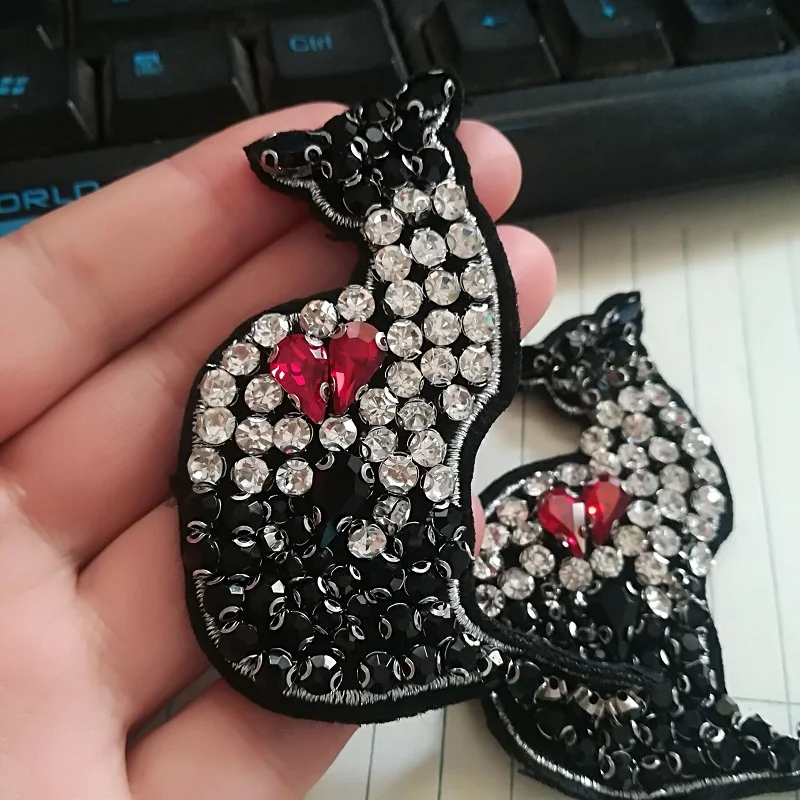 2 шт./лот новая сумка-патч со стразами в виде кошки аппликация из декоративного