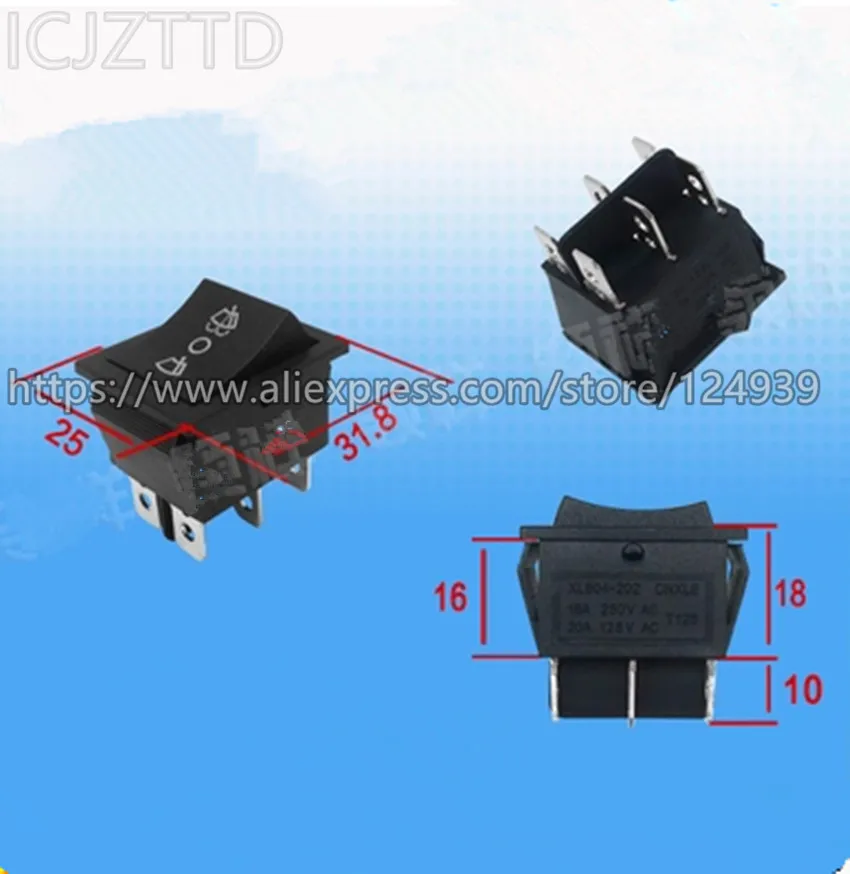 

10pcs 6 Pins 3 Positions Rocker Switch with light on-off switch DIP Copper pin 7KC-0016 boat rocker switch KC-16 7KC-16