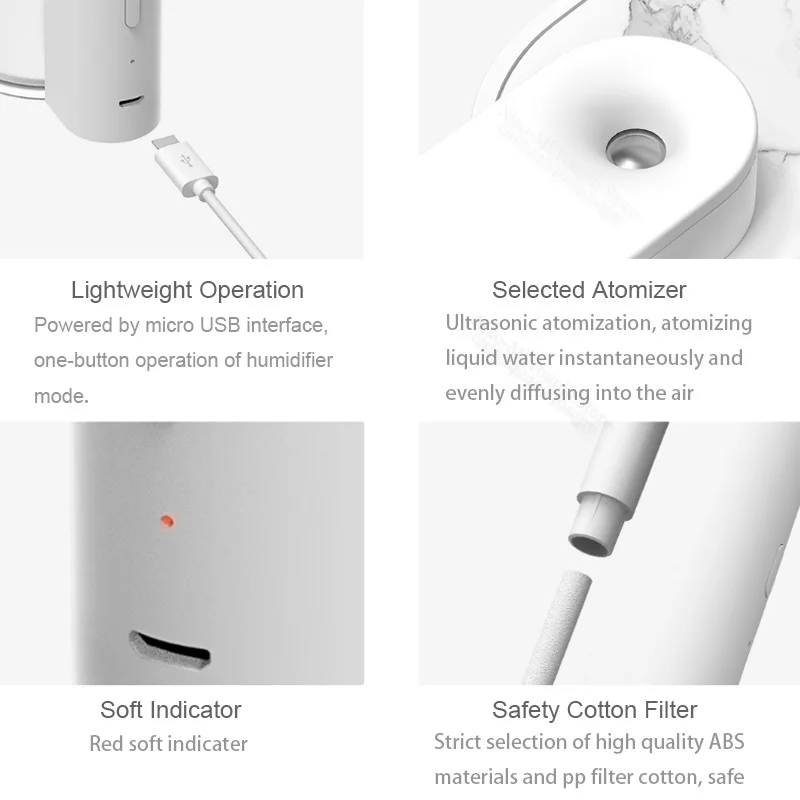 Xiaomi Mijia настольный домашний увлажнитель 260 мл переносной тихий настольный USB мини офисный очиститель воздуха для лица с кондиционированием воздуха