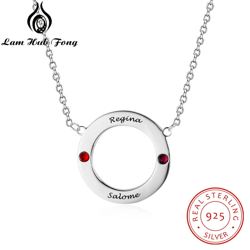 

Personalized 925 Sterling Silver Round Circle Necklace Custom Birthstone Necklace Silver 925 Fine Jewelry (Lam Hub Fong)