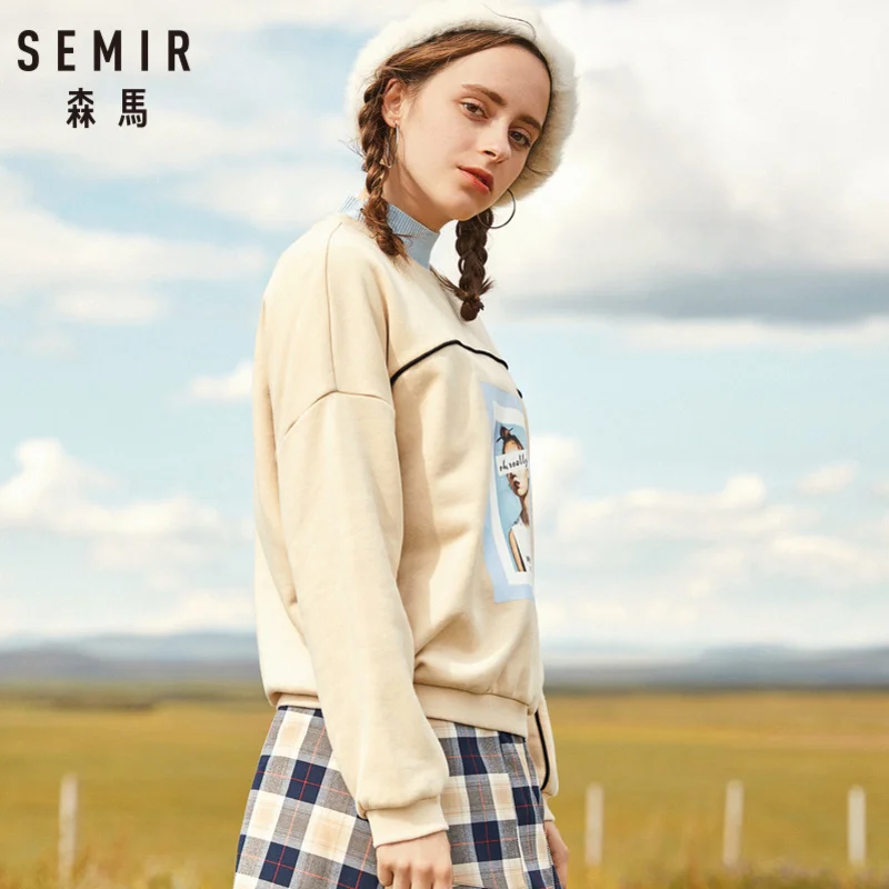 Свитшот SEMIR женский с флисовой подкладкой пуловер свитшот круглым вырезом