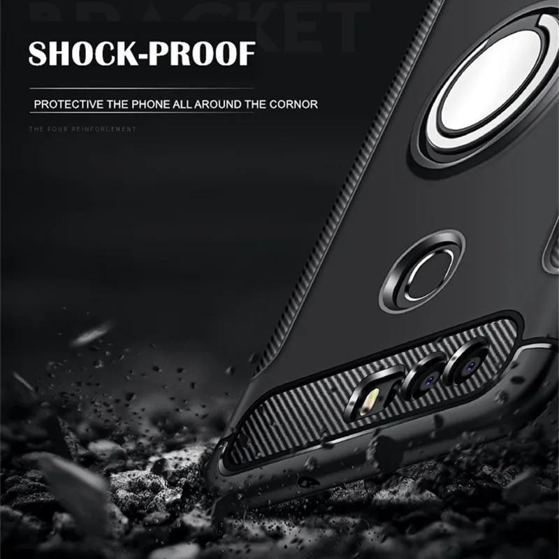 QINUO Magnetic Armor Ring Holder Cover Case For Huawei Honor Note 10 7x V8 9 V10 Lite V9 Play carbon fiber Coque C6Pro | Мобильные
