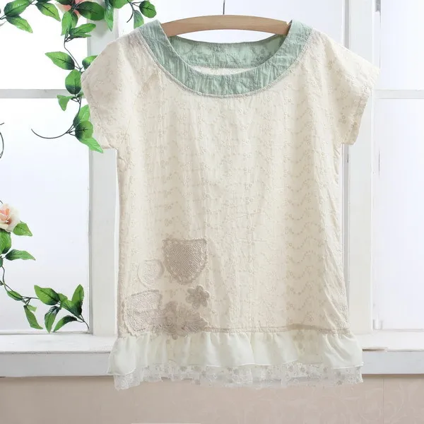 Рубашка женская винтажная с цветочной вышивкой|lace shirt|casual topsflower embroidery |