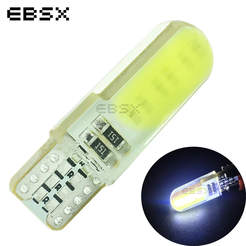 EBSX 10 шт. 12VDC T10 COB 12 чипов силиконовый чехол 194 W5W автомобильный парковочный