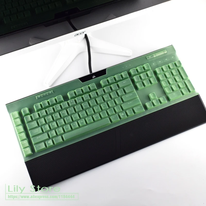 Green Силиконовый протектор для CORSAIR K95 RGB PLATINUM Проводная игровая механическая клавиатура, Защитная пленка для офисного стола, защита от пыли - Цвет: Green