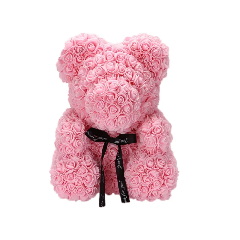 Pink Милый плюшевый мишка 25 см/40 см, искусственные цветы розы, PE розовый Мишка для женщин, подруги, подарок на День святого Валентина для детей на день рождения - Цвет: Pink